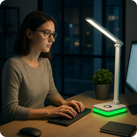 Lampka biurkowa LED biała 5W + światło RGB + USB