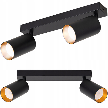 Lampa sufitowa Kinkiet natynkowy LED 2x GU10 czarno-złoty SPOT