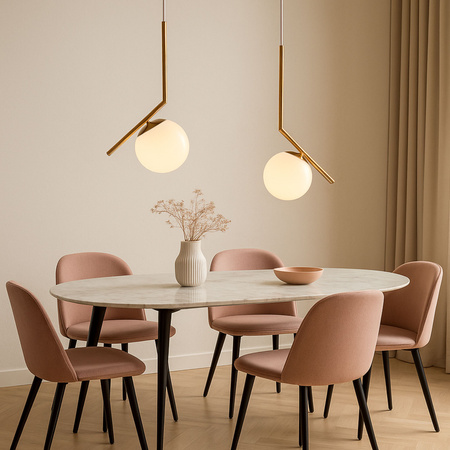 Lampa sufitowa złota metalowa z mlecznym kloszem ozdobna szklana kula E27 design