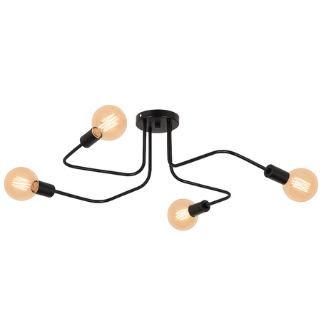 Lampa sufitowa czarna metalowa E27 ozdobna 4-punktowa loft Fiora