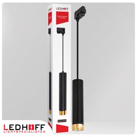 Oświetlenie szynowe czarny złoty 5x lampa wisząca 150cm GU10 szyna 2m