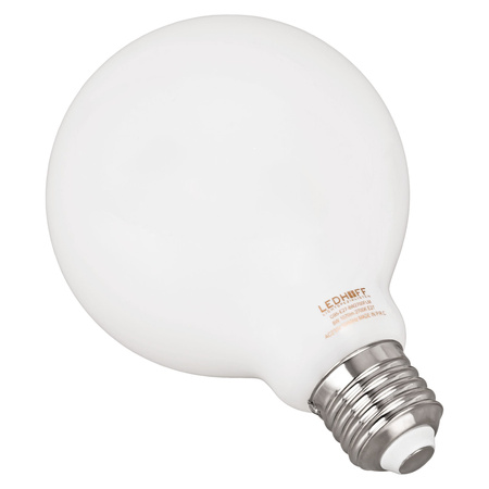 Żarówka LED E27 ozdobna duży mleczny klosz 8W mocne ciepłe światło 1070lm 2700K