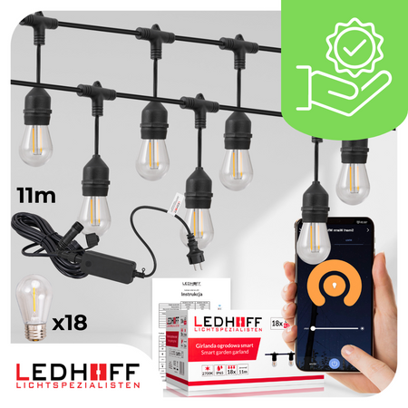 Girlanda ogrodowa świetlna SMART 11m + 18x żarówka wisząca LED TUYA