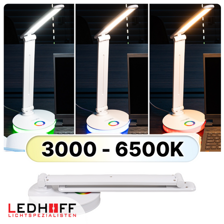 Lampka biurkowa LED do gamingu biała 5W + światło RGB