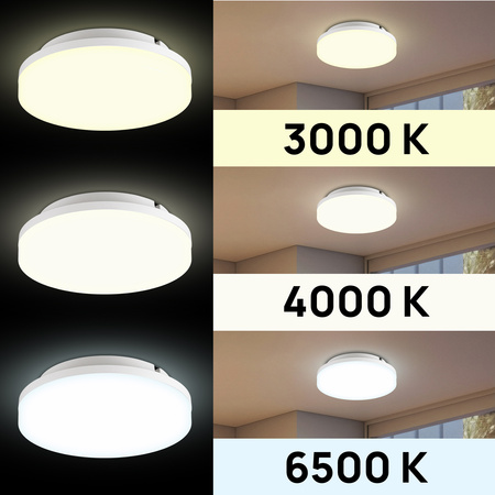 Plafon sufitowy LED okrągły biały 3 barwy światła 22cm IP54