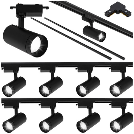 Oświetlenie szynowe czarne duże 8x lampa GU10 + szyna 4m