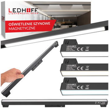 Lampa liniowa LED do szyny magnetycznej M20 24W 60cm czarna 3 BARWY ŚWIATŁA