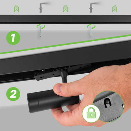 ZESTAW M20 LED 4x Lampa punktowa SPOT 7W 3 BARWY ŚWIATŁA + szyna magnetyczna 1m