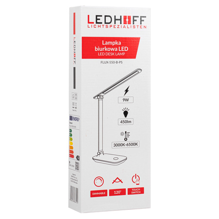 Lampka biurkowa LED czarna 9W z uchwytem na telefon