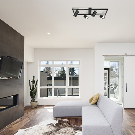 Kinkiet sufitowy Lampa poczwórna SPOT GU10 czarny prostokąt QUADRO