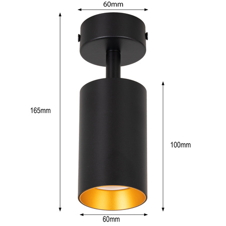Lampa sufitowa Kinkiet natynkowy LED 1x GU10 czarno-złoty SPOT