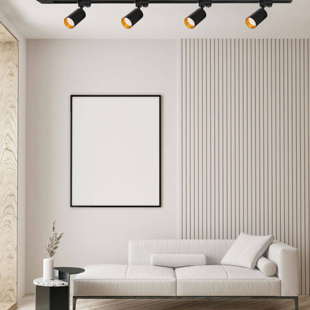 Oświetlenie szynowe czarno-złote 5x lampa GU10 + szyna 2m + 1m