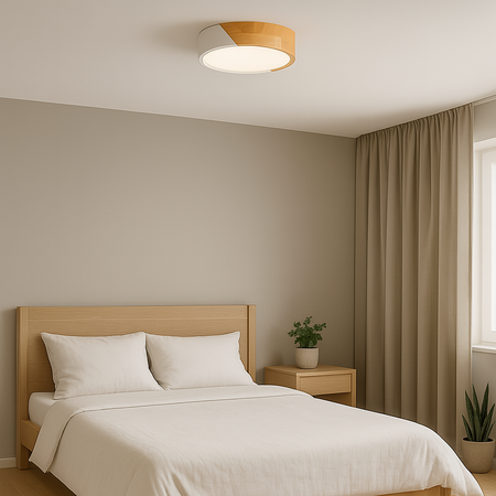 Plafon sufitowy LED biały metal + DREWNO 30cm WOODLINE