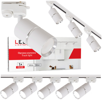 Oświetlenie szynowe biały srebrny 5x lampa GU10 szyna 2m