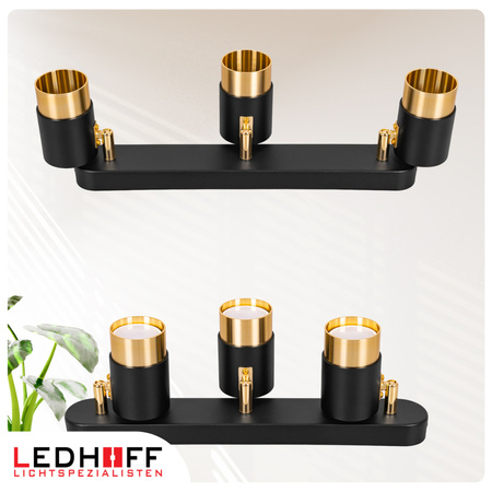 Kinkiet sufitowy potrójny SPOT GU10 czarny złoty