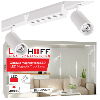 Oświetlenie szynowe magnetyczne ZESTAW listwa 1m + 3x reflektor LED