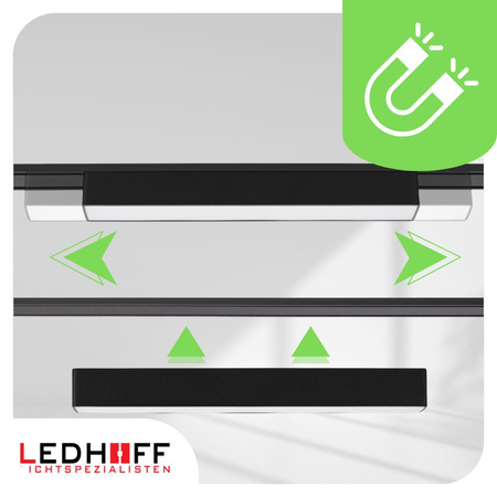 Oświetlenie szynowe magnetyczne 2x SZYNA 1m + 5x lampa LED łącznik PIONOWY