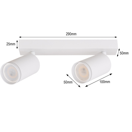 Kinkiet sufitowy podwójny Spot GU10 biały