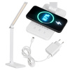 Lampka biurkowa LED biała 6W z ładowarką indukcyjną i portem USB