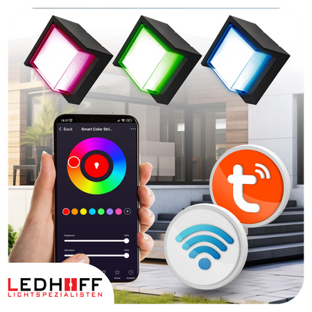 Lampa elewacyjna LED zewnętrzna Kinkiet ścienny kwadrat SMART RGB 10W