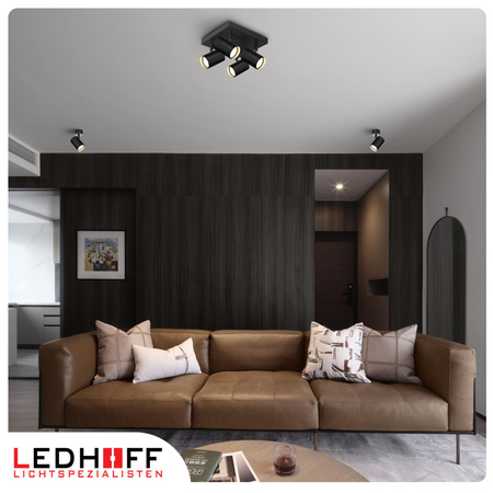 Lampa sufitowa Kinkiet poczwórny kwadrat GU10 czarny LINEA