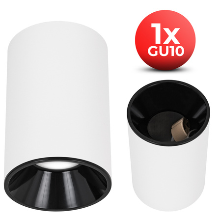 Oprawa sufitowa natynkowa Tuba GU10 okrągła biało-czarna
