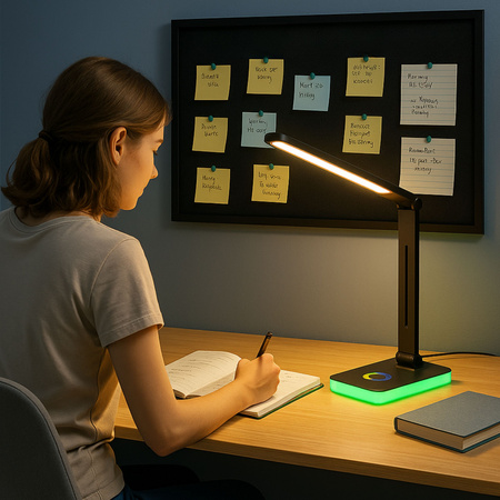 Lampka biurkowa LED czarna 5W + światło RGB + port USB