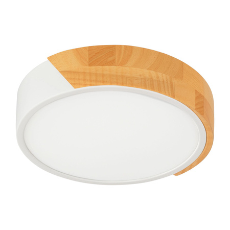 Plafon sufitowy LED biały metal + DREWNO 30cm WOODLINE