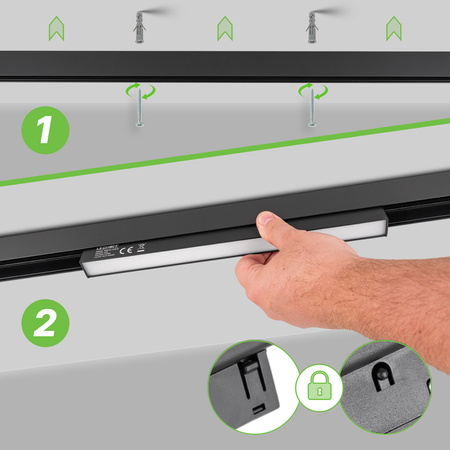 ZESTAW M20 3x Lampa liniowa LED 12W 30cm czarna 3 BARWY ŚWIATŁA + szyna magnetyczna 1m