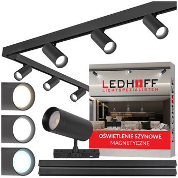 ZESTAW M20 LED 6x Lampa punktowa SPOT 20W 3 BARWY ŚWIATŁA + 2 x szyna magnetyczna 1m + łącznik