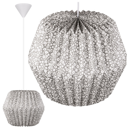 Lampa wisząca kula biała szara papierowa E27 do sypialni pokoju KWIATY