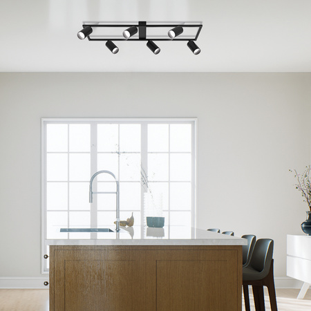 Kinkiet sufitowy Lampa 6x GU10 SPOT czarny duży prostokąt QUADRO