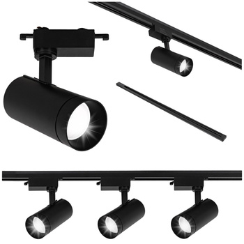 Oświetlenie szynowe czarne duże 3x lampa GU10 + szyna 1m
