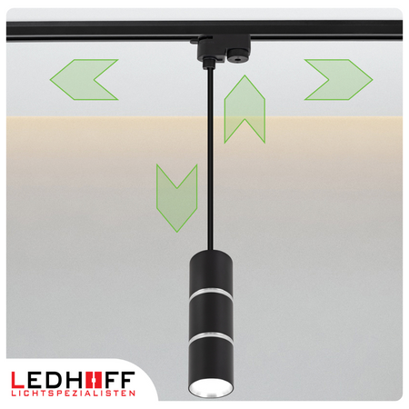 Oświetlenie szynowe czarny srebrny 4x lampa wisząca 100cm GU10 szyna 1m