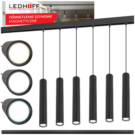 Szyna magnetyczna 2m + 6x lampa LED sufitowa punktowa 12W KABEL 3 BARWY M20