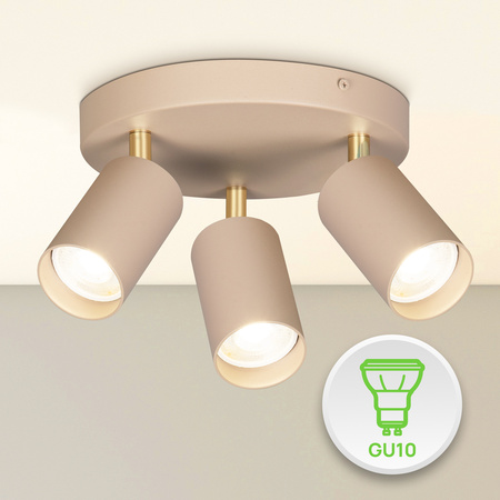 Lampa sufitowa Kinkiet potrójny GU10 beżowy kaszmirowy LUMIO