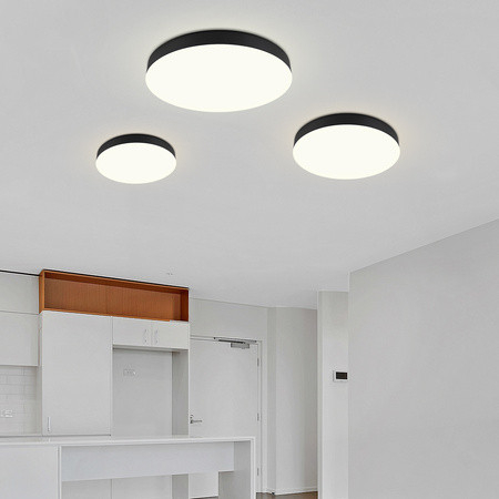 Plafon sufitowy LED okrągły czarny 3 barwy światła 3 poziomy jasności 50cm IP54