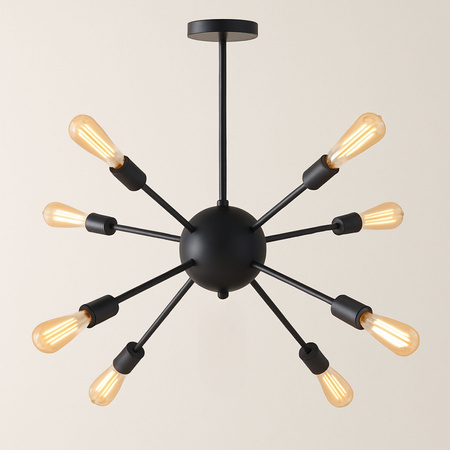 Lampa sufitowa Loft SPUTNIK 8x E27 czarna Industrialna Nowoczesny DESIGN