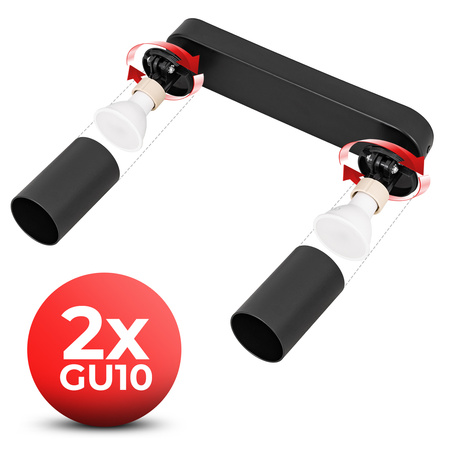 Kinkiet sufitowy podwójny Spot GU10 czarny