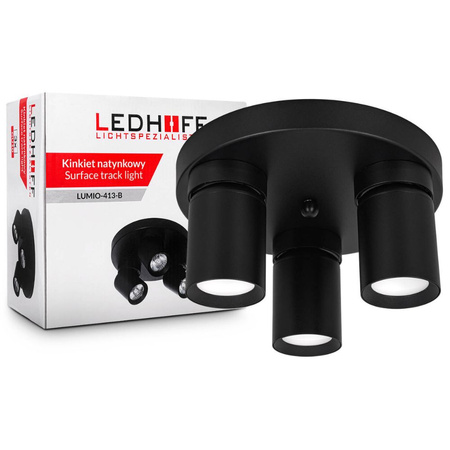 Kinkiet sufitowy okrągły potrójny Spot GU10 czarny