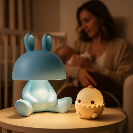Lampka nocna LED dla dzieci KRÓLIK ciepłe światło Bezprzewodowa