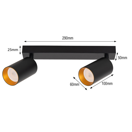Lampa sufitowa Kinkiet natynkowy LED 2x GU10 czarno-złoty SPOT