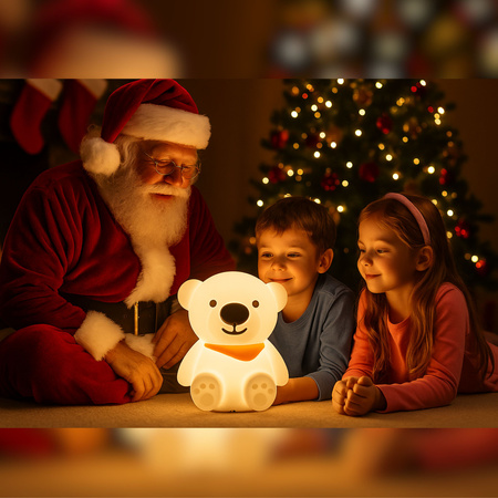 Lampka nocna LED dla dzieci MIŚ wielokolorowe światło RGB miękki silikon