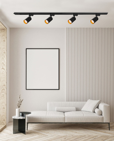 Reflektor szynowy czarno-złoty GU10 Lampa na szynę oświetleniową