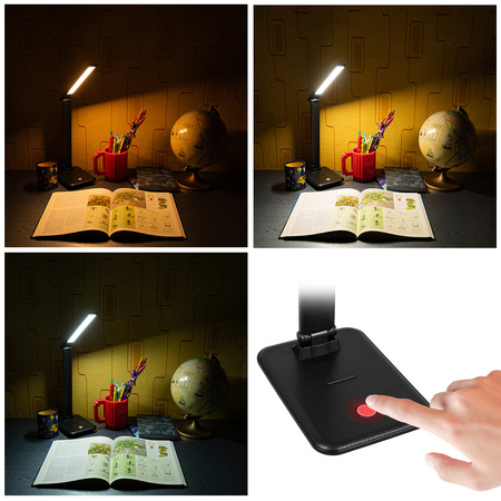 Lampka biurkowa LED czarna 9W z uchwytem na telefon