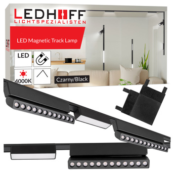 Oświetlenie szynowe magnetyczne ZESTAW 2x listwa 1m + 5x lampa LED CZARNA