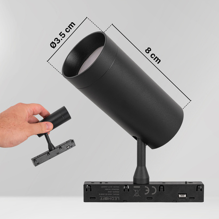 ZESTAW M20 LED 6x Lampa punktowa SPOT 7W 3 BARWY ŚWIATŁA + szyna magnetyczna 2m