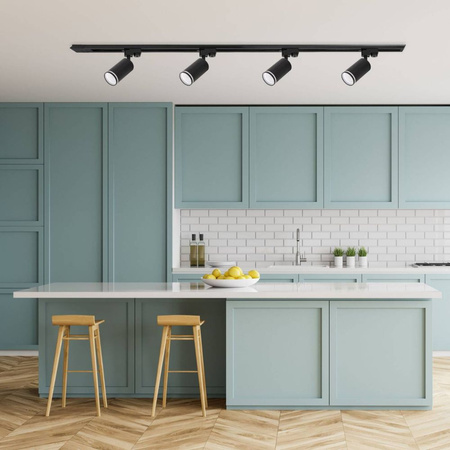 Zestaw oświetlenie szynowe 3x 1m + 5x lampa GU10 listwa CZARNY szynoprzewód