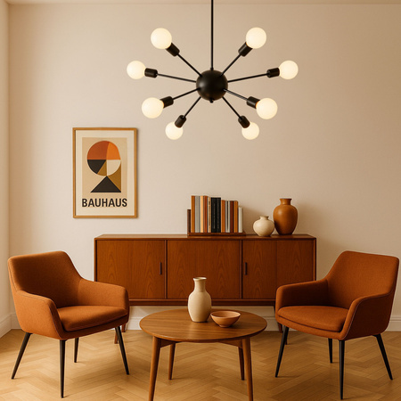 Lampa sufitowa Loft SPUTNIK 8x E27 czarna Industrialna Nowoczesny DESIGN