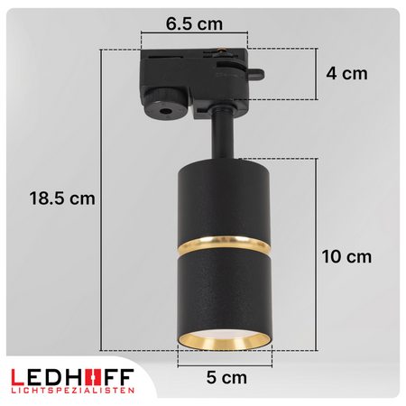 Oświetlenie szynowe czarny złoty 5x lampa GU10 szyna 2m